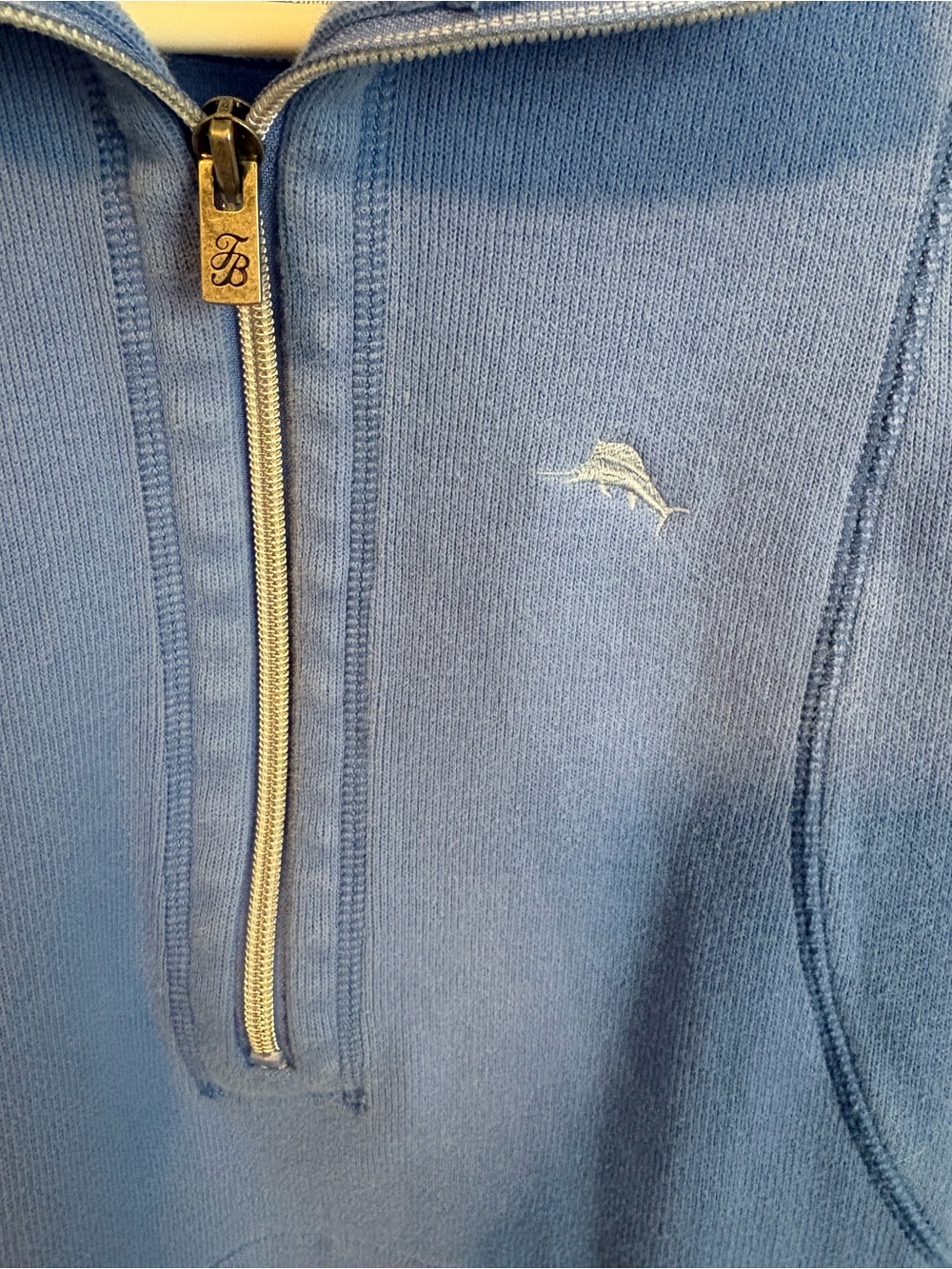 Tommy Bahama Blue Half-Zip Fleece Pullover - Picture 2 of 7